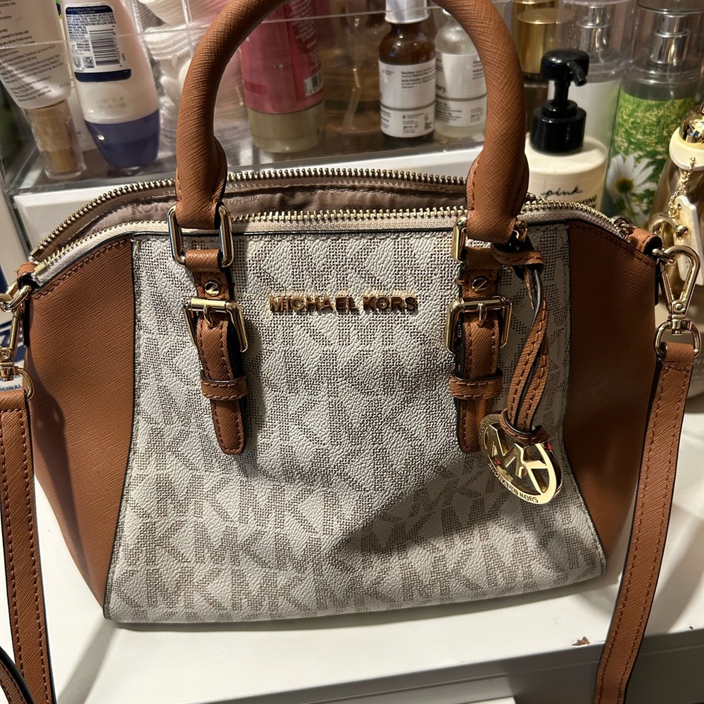Michael Kors Tan and Cream Satchel
